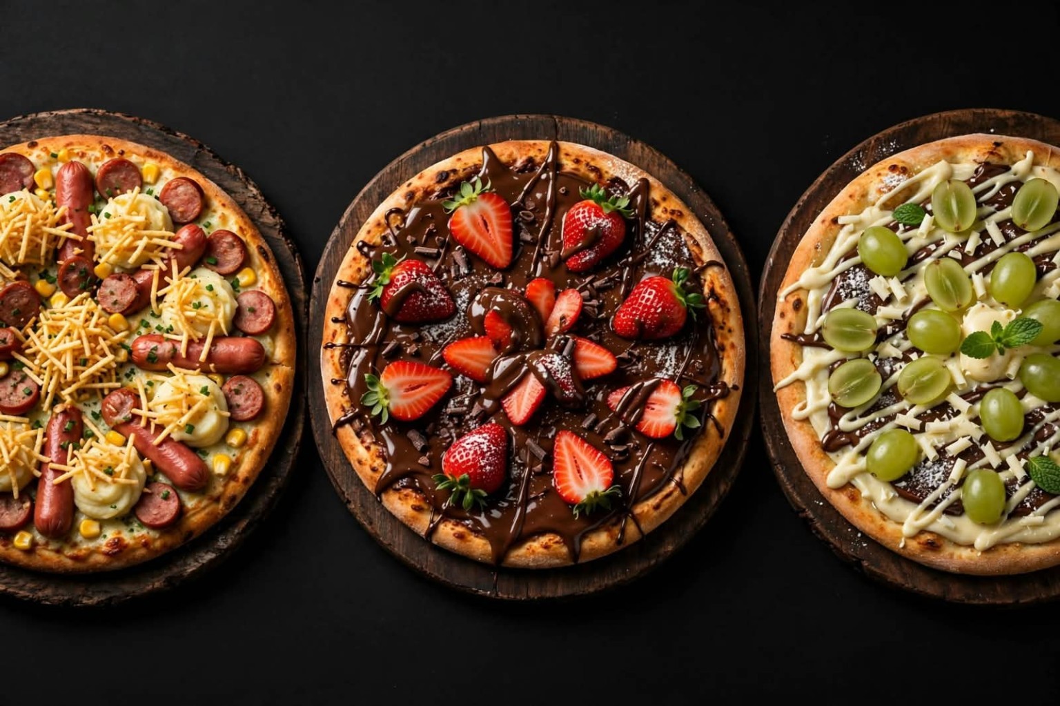 Pizza de Hot Dog, Fondue ou Uva